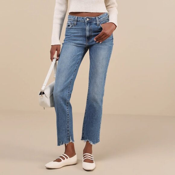 Just Black Denim - Roaming Wild Medium Wash High-Waisted Straight-Leg Jeans - Picture 1 of 5
